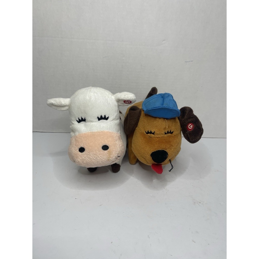 VIDEO Lot of 2 Gemmy 4-Legged Friends Dog & Cow Bust a Move Who Let The Dogs Out